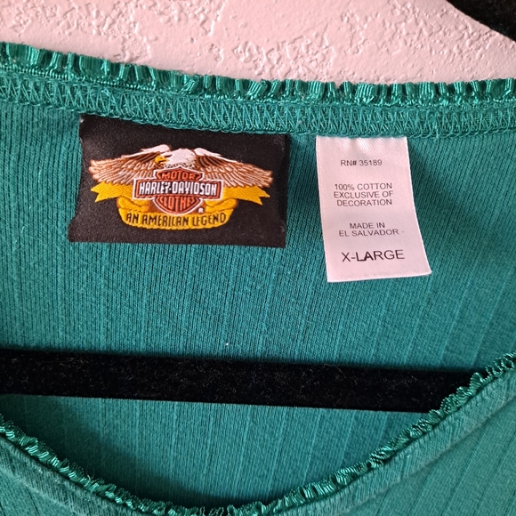 Harley Davidson Teal Long Sleeve Top - Picture 4 of 6
